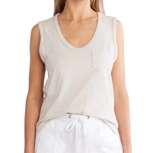 James Perse V-Neck Cotton Tank In Salt